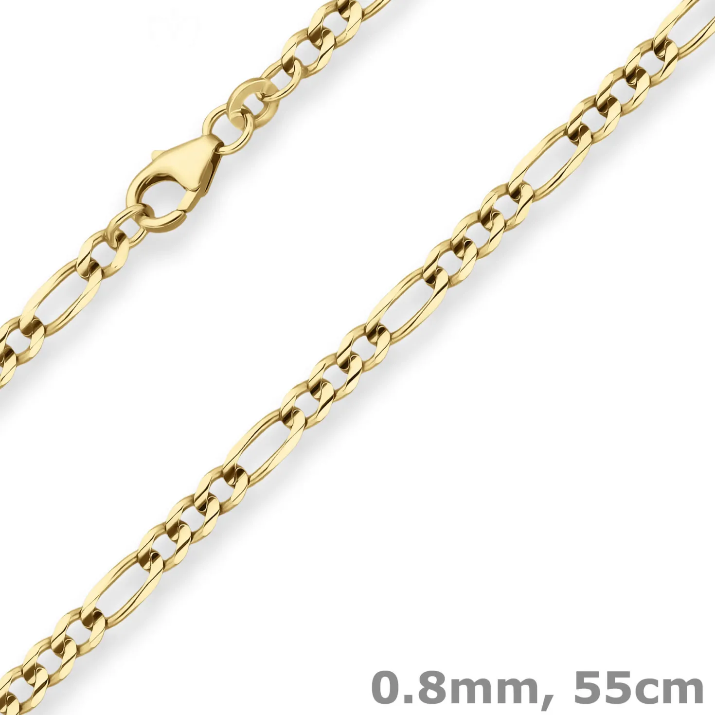 3,4mm Figarokette Goldkette Collier Halskette aus 375 Gold Gelbgold 55cm