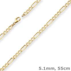 5,1mm Figarokette Goldkette Collier Halskette aus 333 Gold Gelbgold 55cm