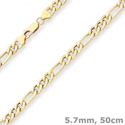 5,7mm Figarokette Goldkette Collier Halskette aus 750 Gold Gelbgold 50cm