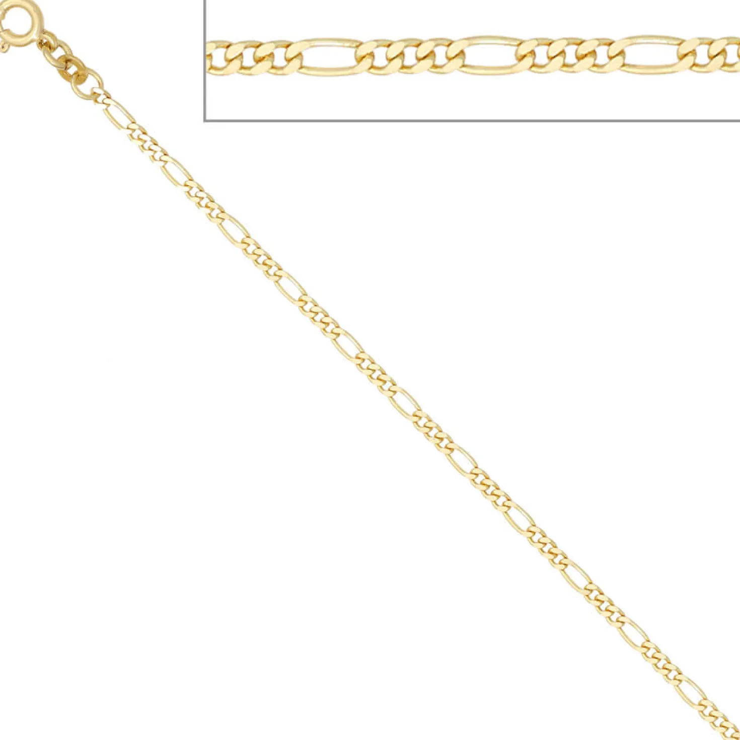 2,3mm Figarokette Halskette Collier Goldkette 333 Gold Gelbgold massiv 45cm