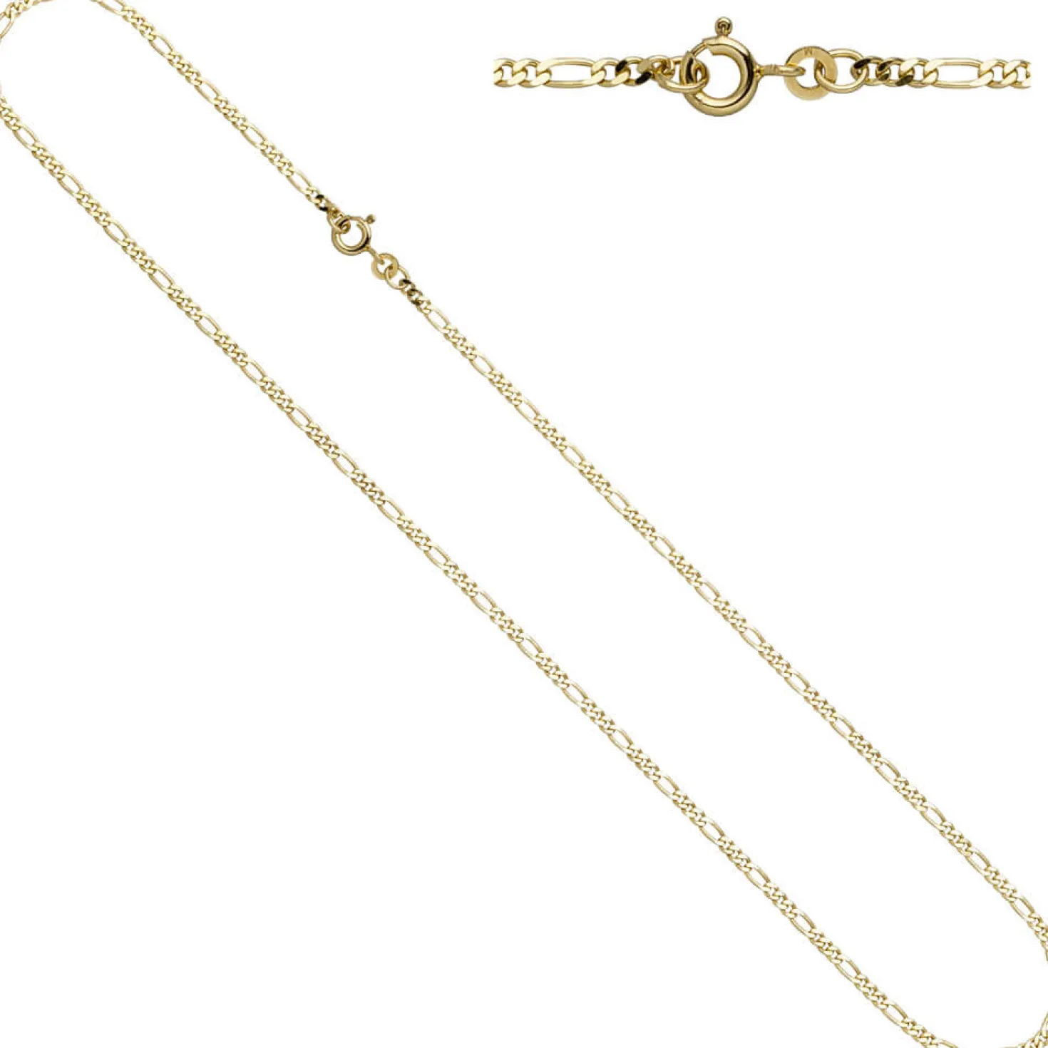 2,3mm Figarokette Halskette Collier Goldkette 333 Gold Gelbgold massiv 45cm