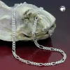 2mm Figarokette Kette Collier, 925 Silber, Silberkette, 50cm, Unisex