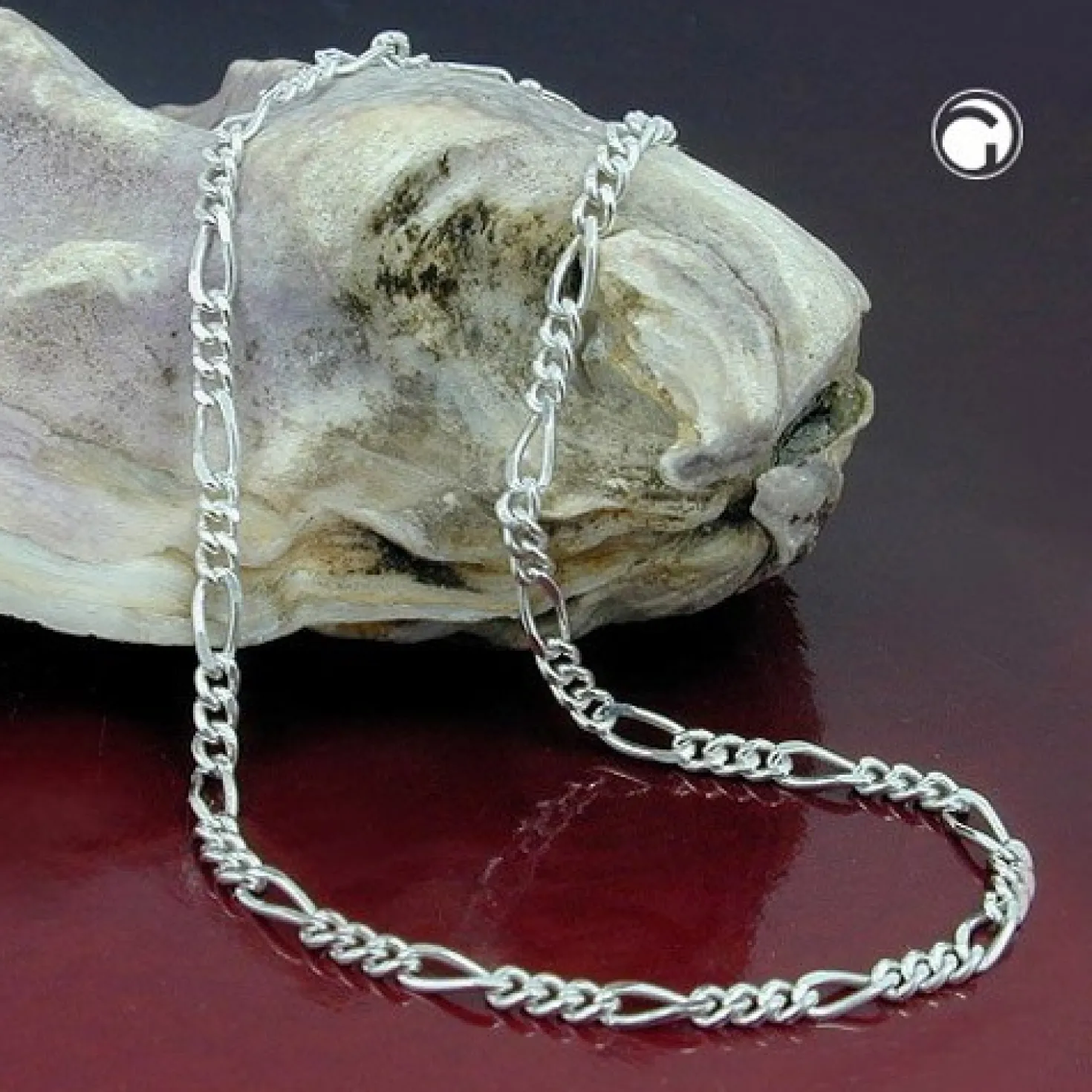 2mm Figarokette Kette Collier, 925 Silber, Silberkette, 50cm, Unisex