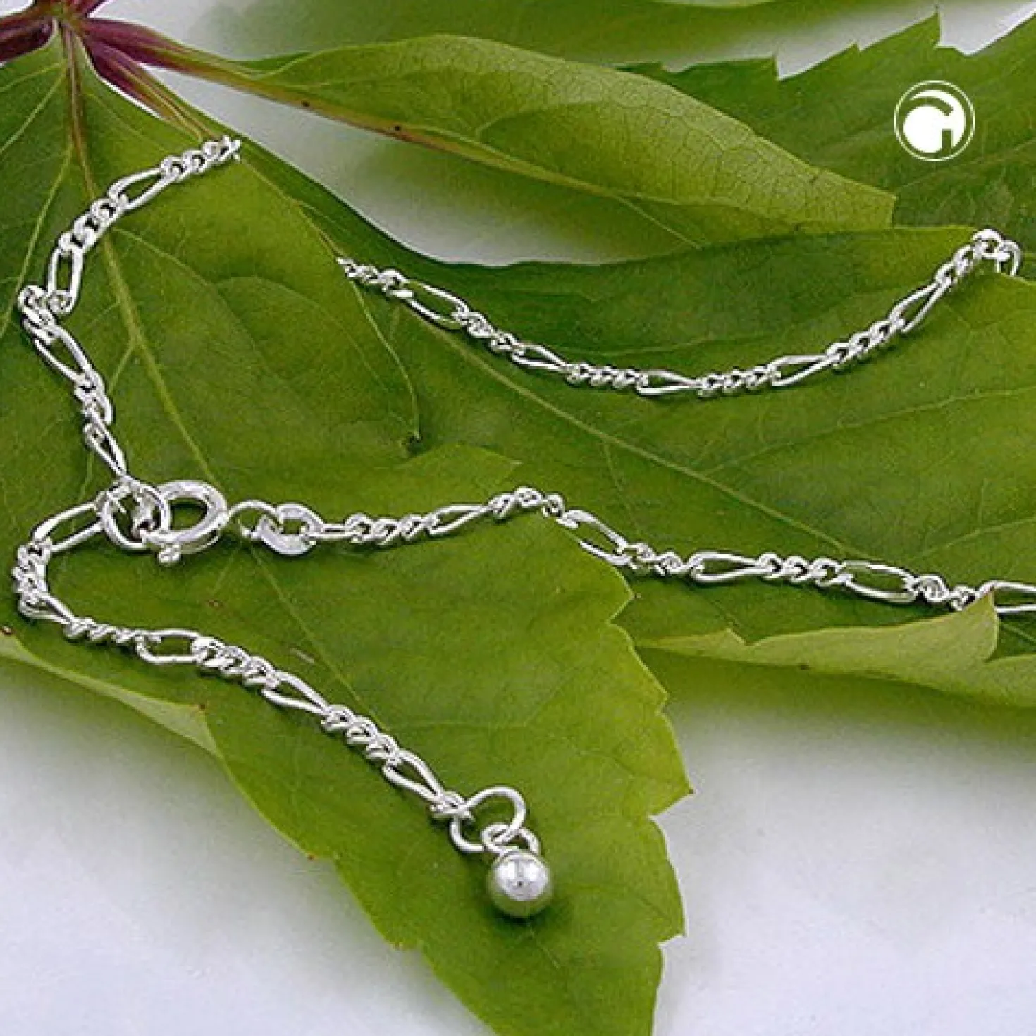 2mm Figarokette Kette Collier, 925 Silber, Silberkette, 50cm, Unisex