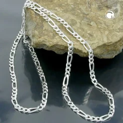 2,7mm Figarokette Kette Halskette Collier flach 925 Silber 50cm Silbercollier