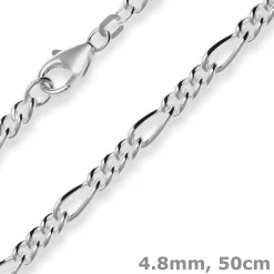 4,8mm Figarokette Silberkette Collier Halskette aus 925 Silber 50cm