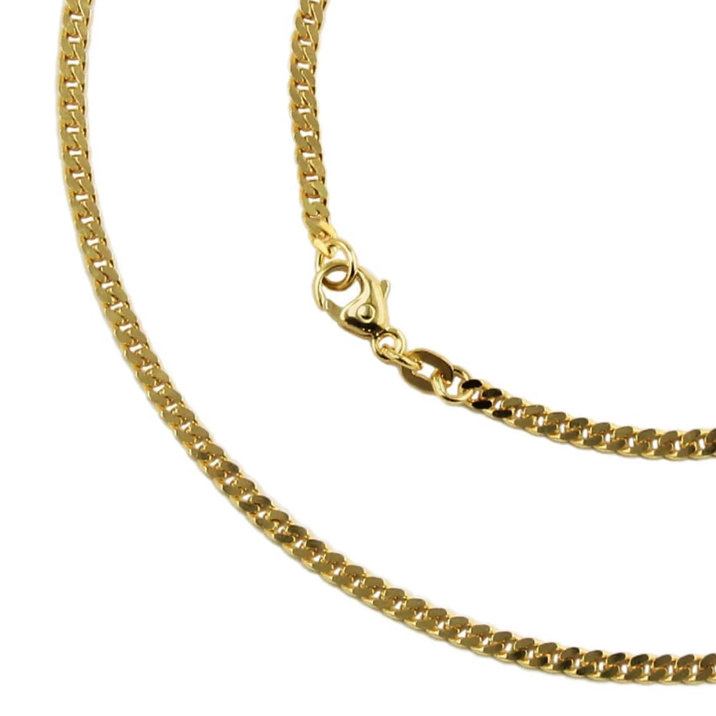 2,4mm Flachpanzer Armband aus 14Kt 585 Gold Gelbgold diamantiert 18,5cm