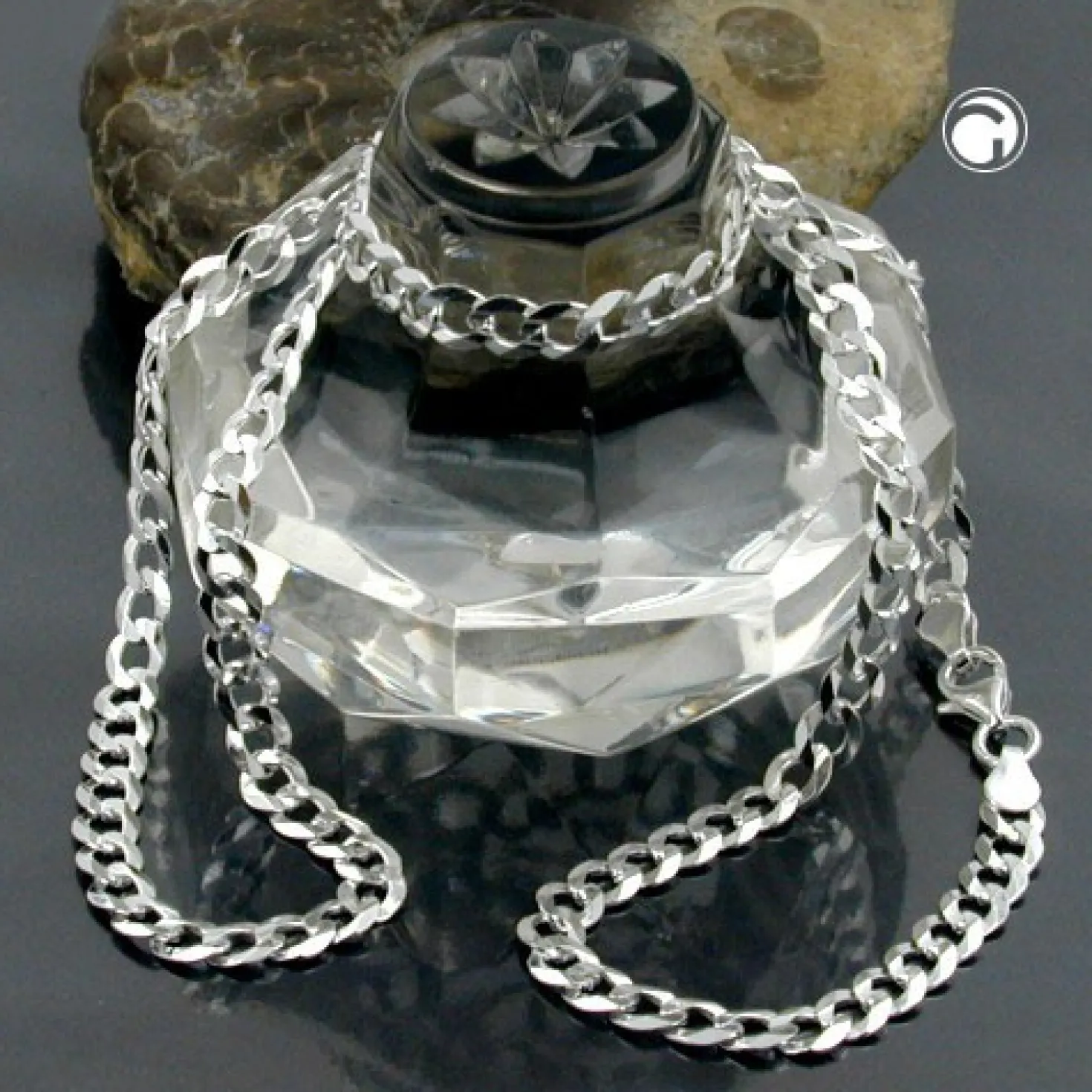 4,8mm Flach-Panzerkette Kette Collier Halsschmuck, oval, 925 Silber, 55cm