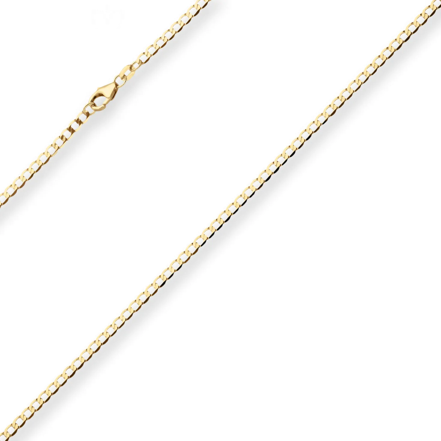 2,6mm Flach-Panzerkette weit Collier Halskette aus 585 Gold Gelbgold 45cm