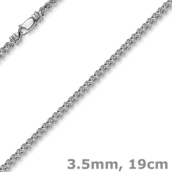3,5mm Franco Armband Armkette Armschmuck aus 750 Gold Weißgold massiv 19cm