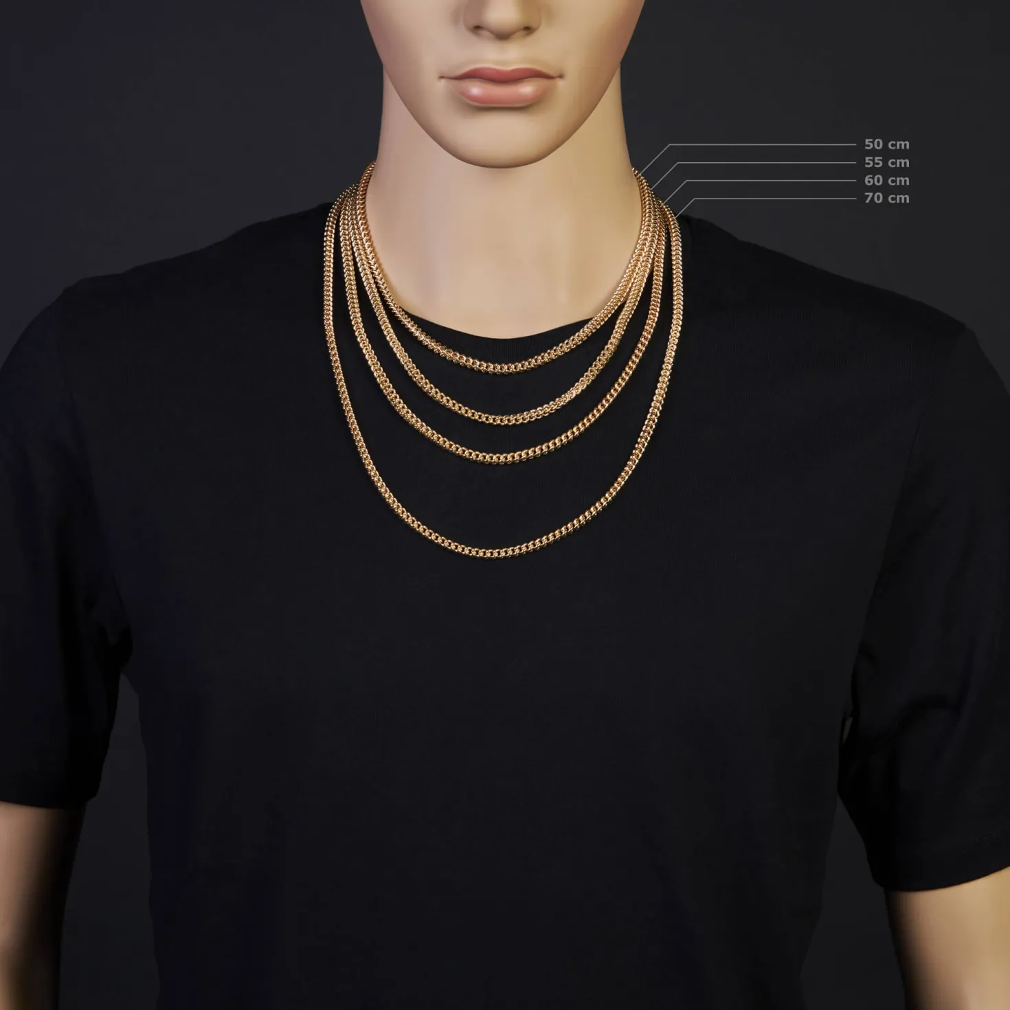 4,5mm Franco Kette Halskette Collier aus 585 Gold Gelbgold massiv 60cm