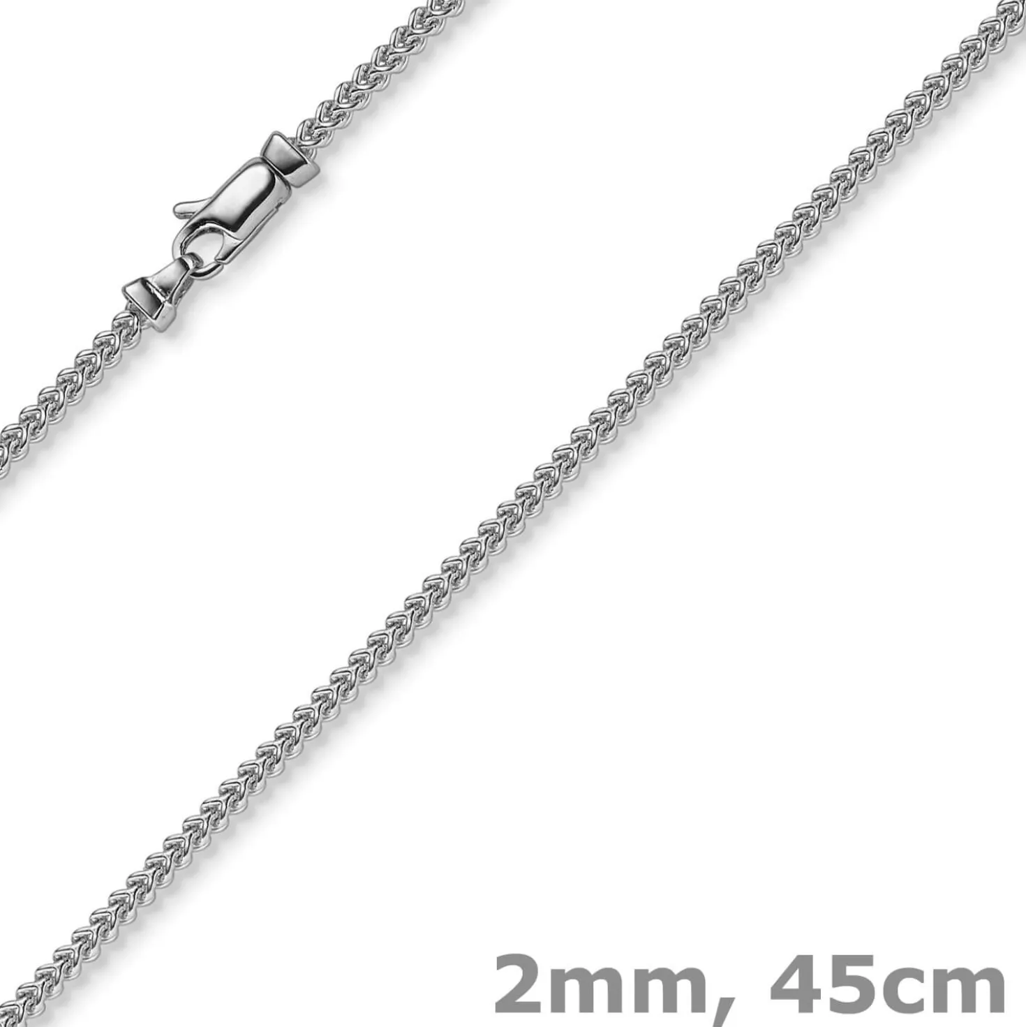 2mm Franco Kette Halskette Collier aus 750 Gold Weißgold massiv 45cm