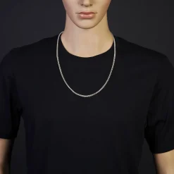 3,5mm Franco Kette Halskette Collier aus 585 Gold Weißgold massiv 70cm
