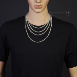 4,5mm Franco Kette Halskette Collier aus 585 Gold Weißgold massiv 60cm
