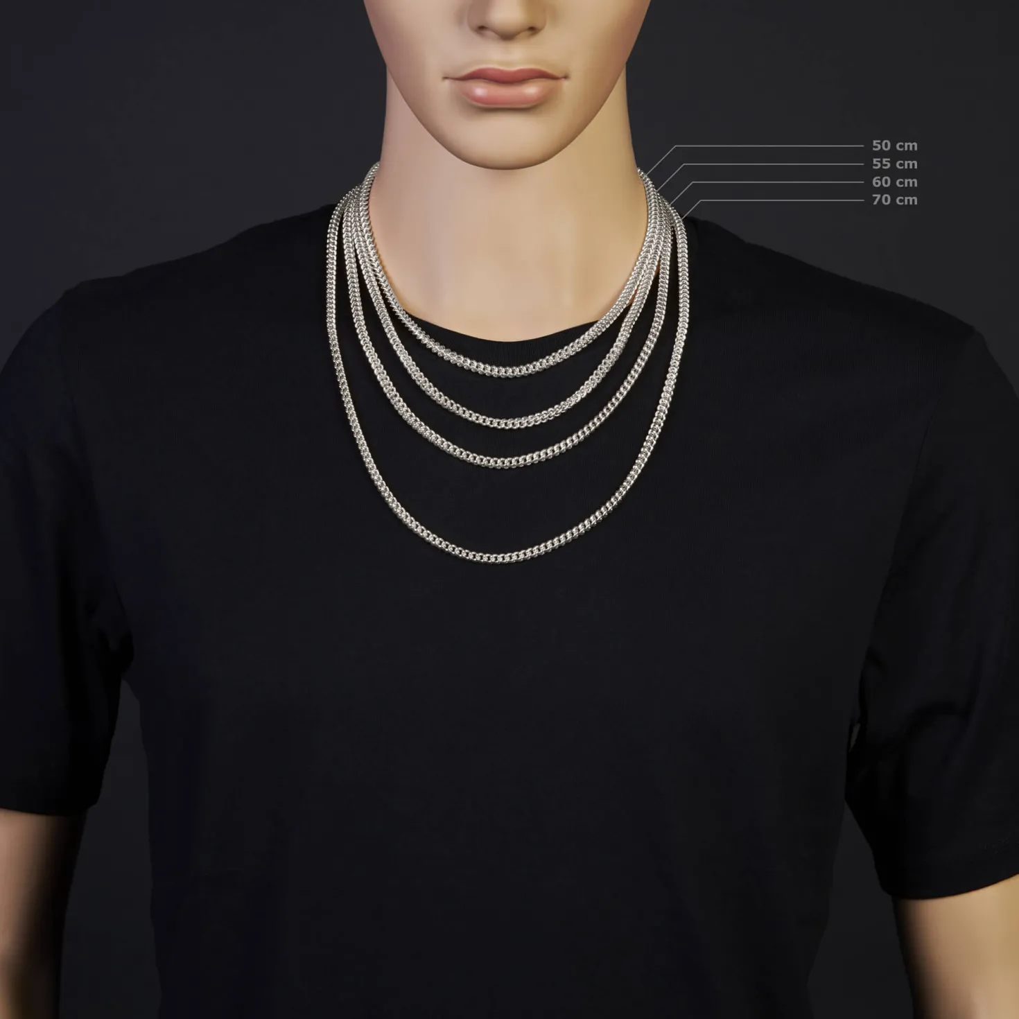 4,5mm Franco Kette Halskette Collier aus 585 Gold Weißgold massiv 60cm