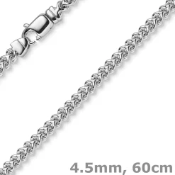 4,5mm Franco Kette Halskette Collier aus 585 Gold Weißgold massiv 60cm