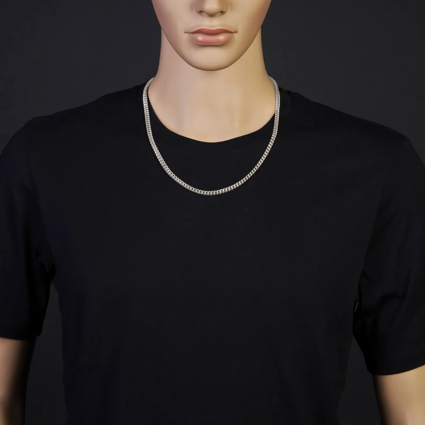 4,5mm Franco Kette Halskette Collier aus 585 Gold Weißgold massiv 60cm