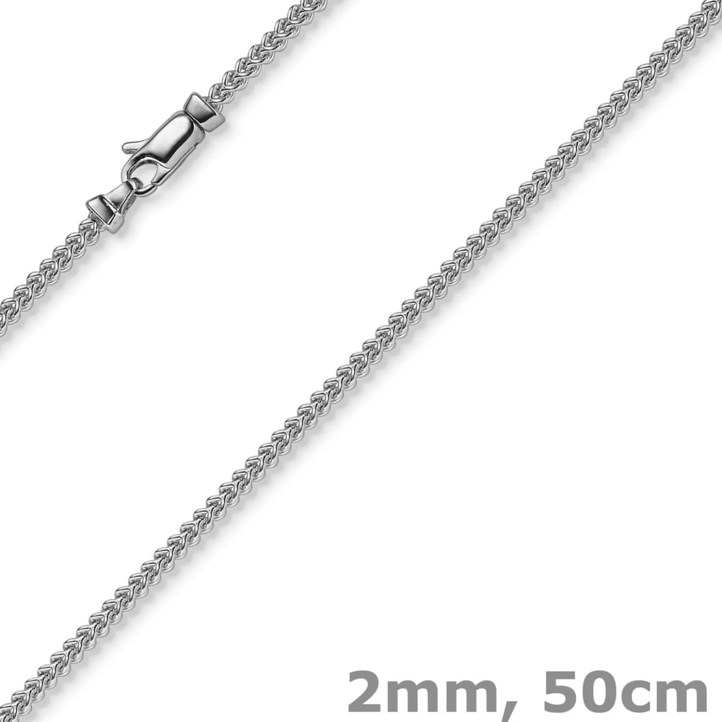 2mm Franco Kette Halskette Collier aus 750 Gold Weißgold massiv 50cm
