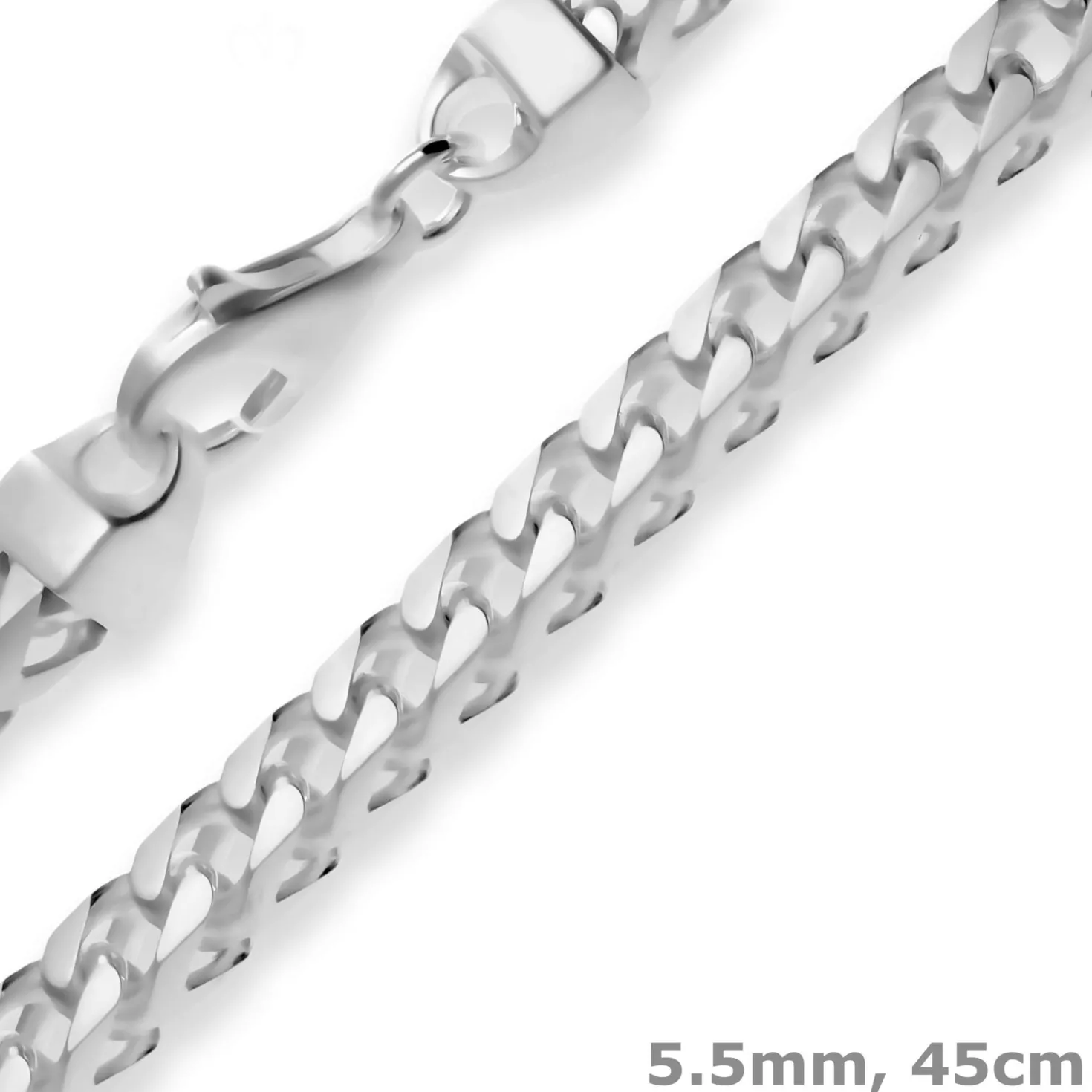 5,5mm Fuchsschwanzkette Collier Halskette aus 925 Silber rhodiniert matt 45cm
