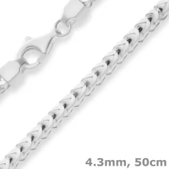 4,3mm Fuchsschwanzkette Silberkette Collier Halskette aus 925 Silber matt 50cm