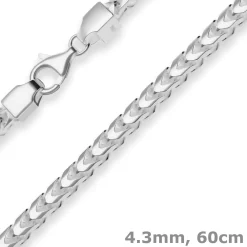 4,3mm Fuchsschwanzkette Silberkette Collier Halskette aus 925 Silber 60cm