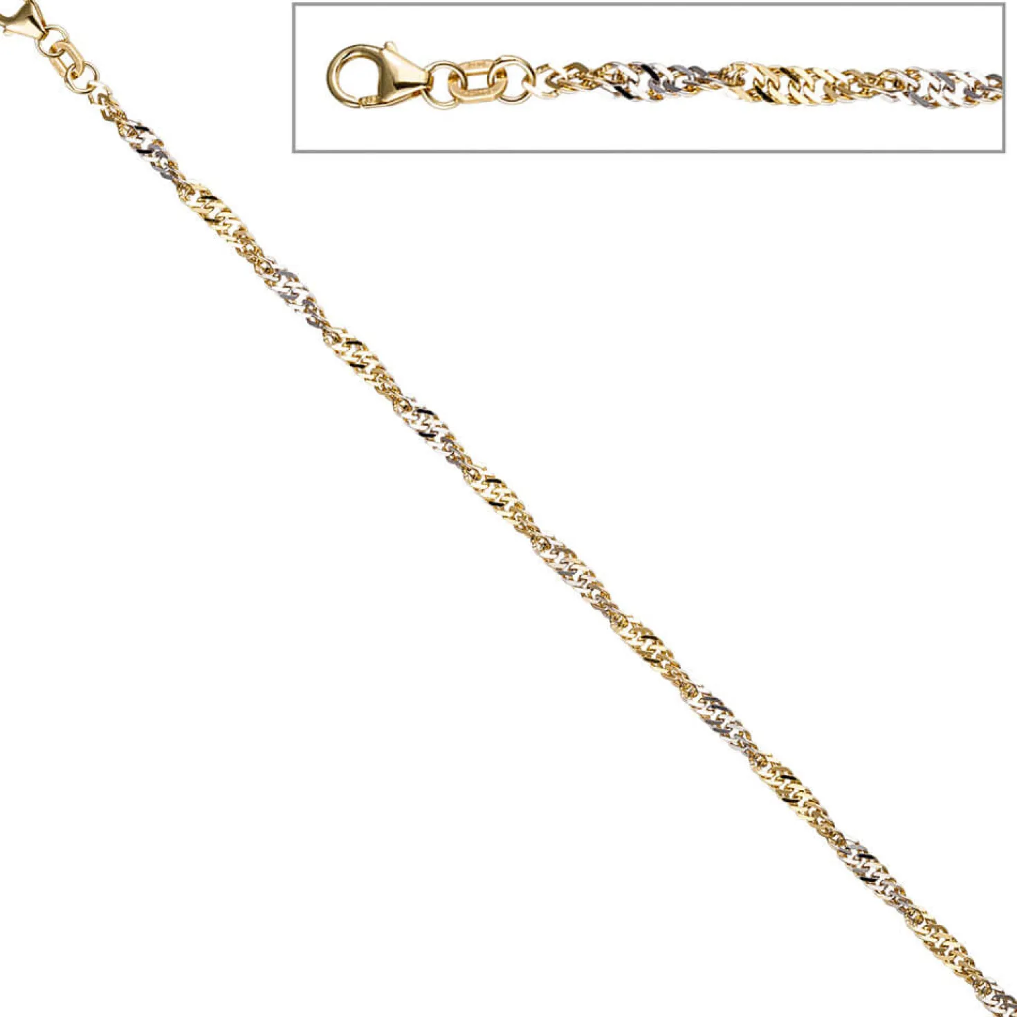 2,9mm Fußkettchen Fußkette Singapurkette 925 Silber vergoldet 23-25cm