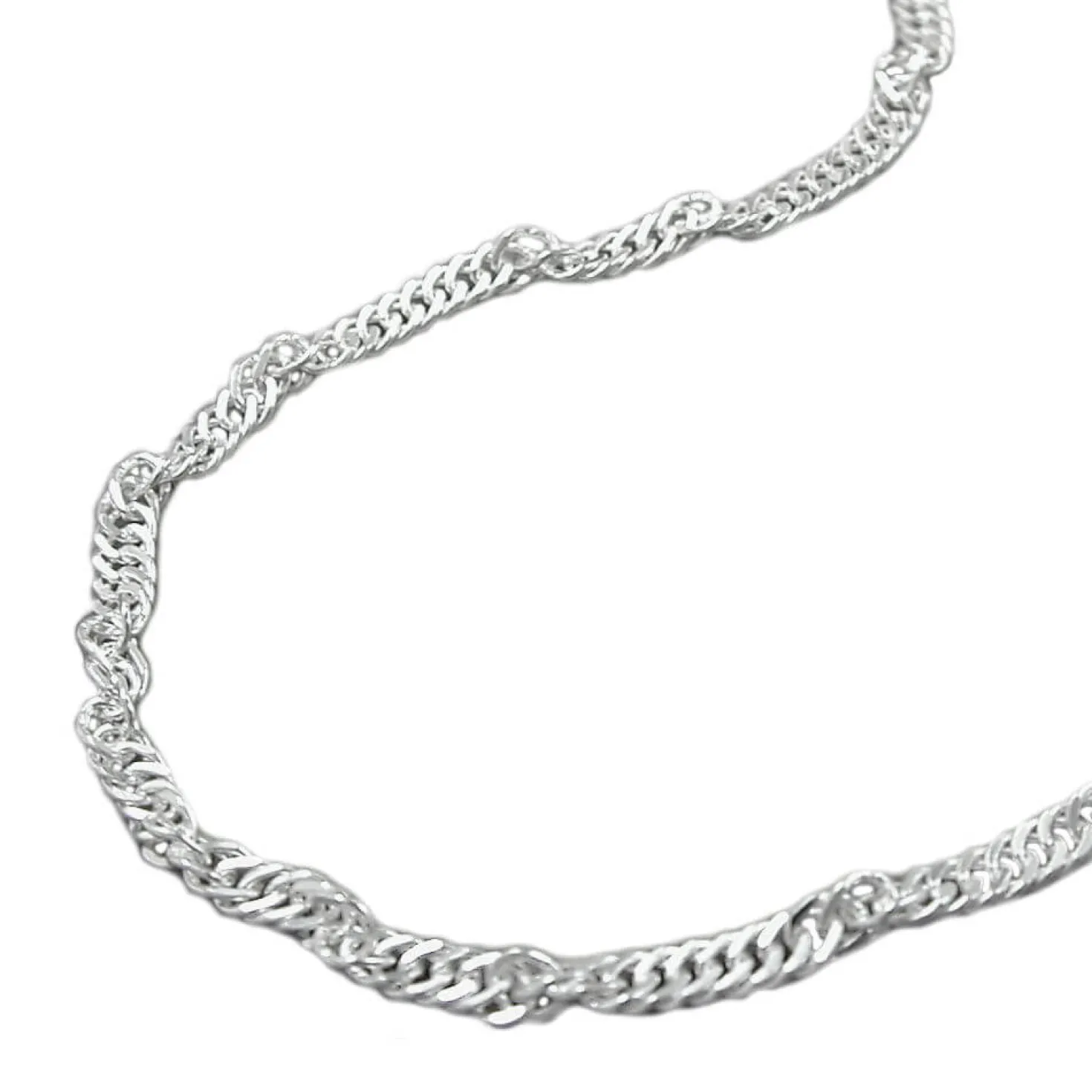 2mm Fußkette Fußschmuck Singapurkette aus 925 Silber diamantiert 27cm