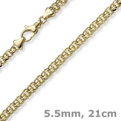 5,5mm Garibaldi Armband Armkette aus 585 Gold Gelbgold massiv 21cm