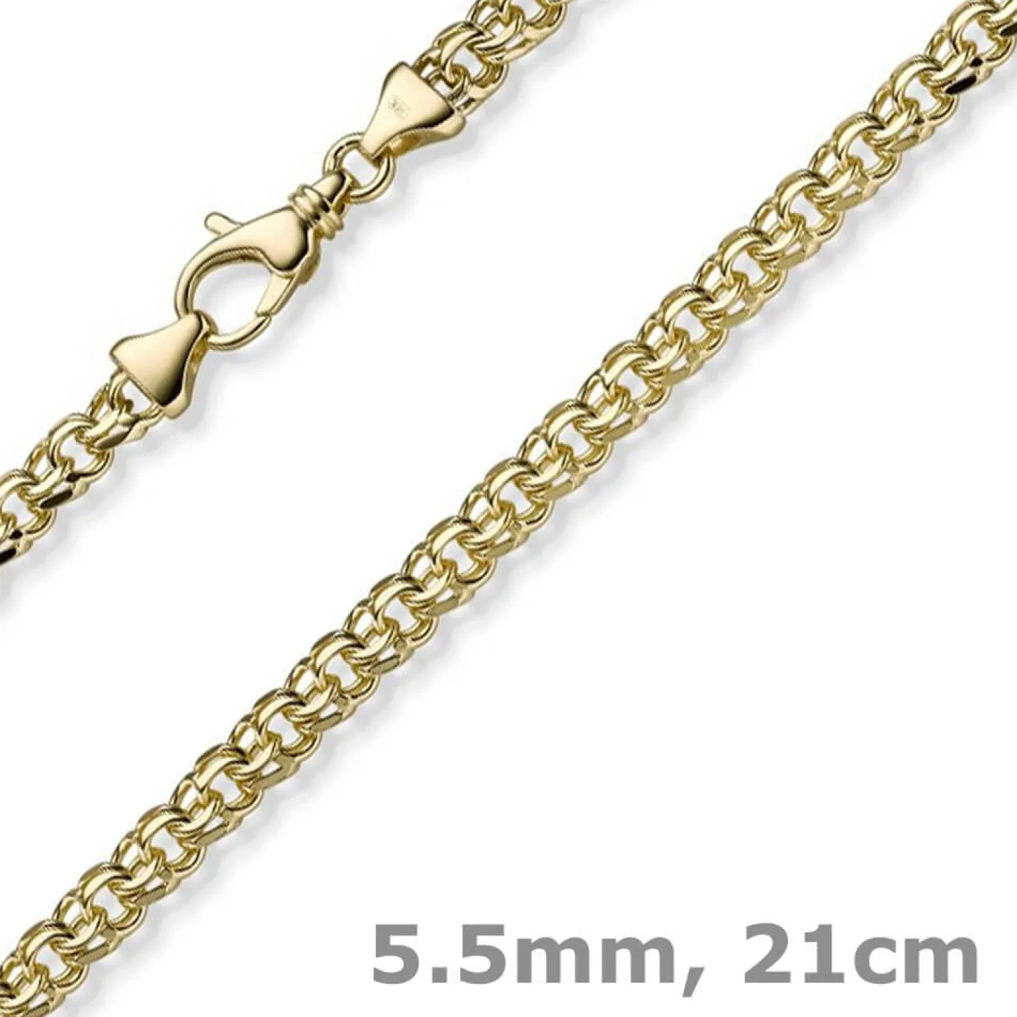 5,5mm Garibaldi Armband Armkette aus 585 Gold Gelbgold massiv 21cm