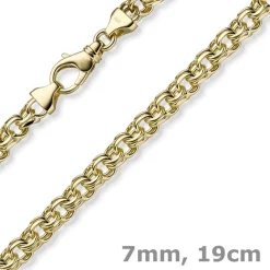 7mm Garibaldi Armband Armkette aus 585 Gold Gelbgold massiv 19cm