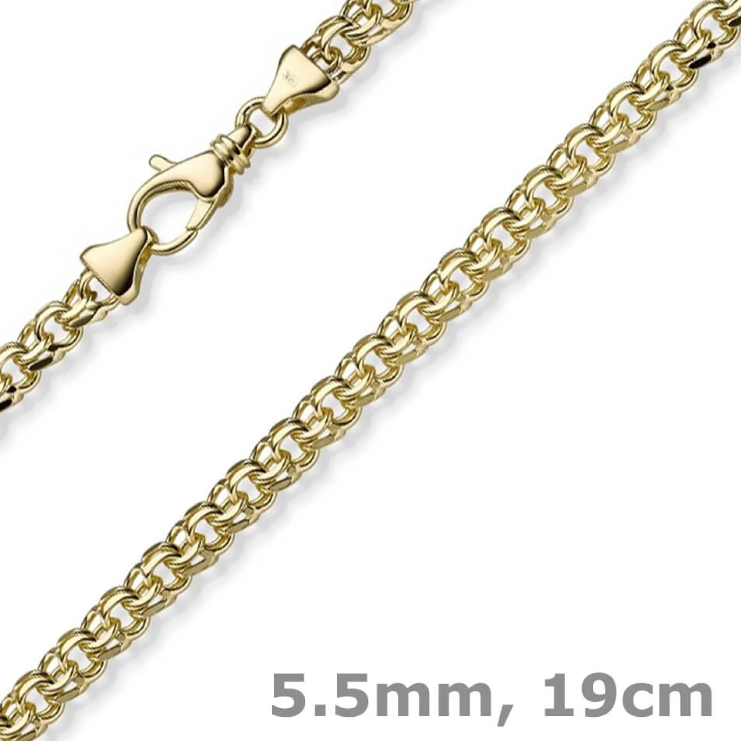 5,5mm Garibaldi Armband Armkette aus 585 Gold Gelbgold massiv 19cm