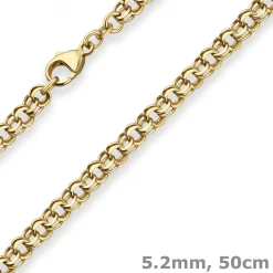 5,2mm Garibaldikette Goldkette Collier Halskette aus 333 Gold Gelbgold 50cm
