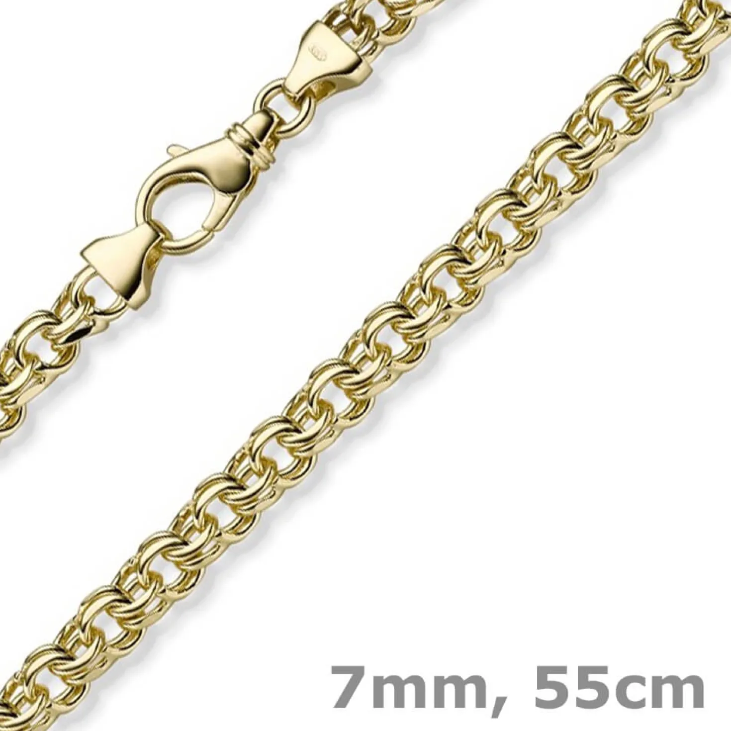 7mm Garibaldi Kette Halskette aus 585 Gold Gelbgold massiv 55cm