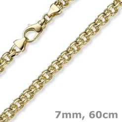 7mm Garibaldi Kette Halskette aus 585 Gold Gelbgold massiv 60cm