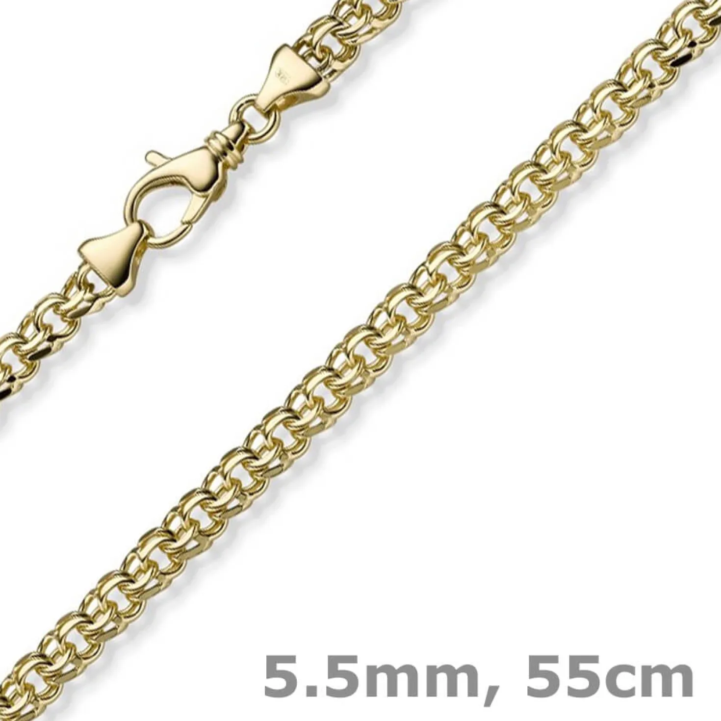 5,5mm Garibaldi Kette Halskette aus 585 Gold Gelbgold massiv 55cm