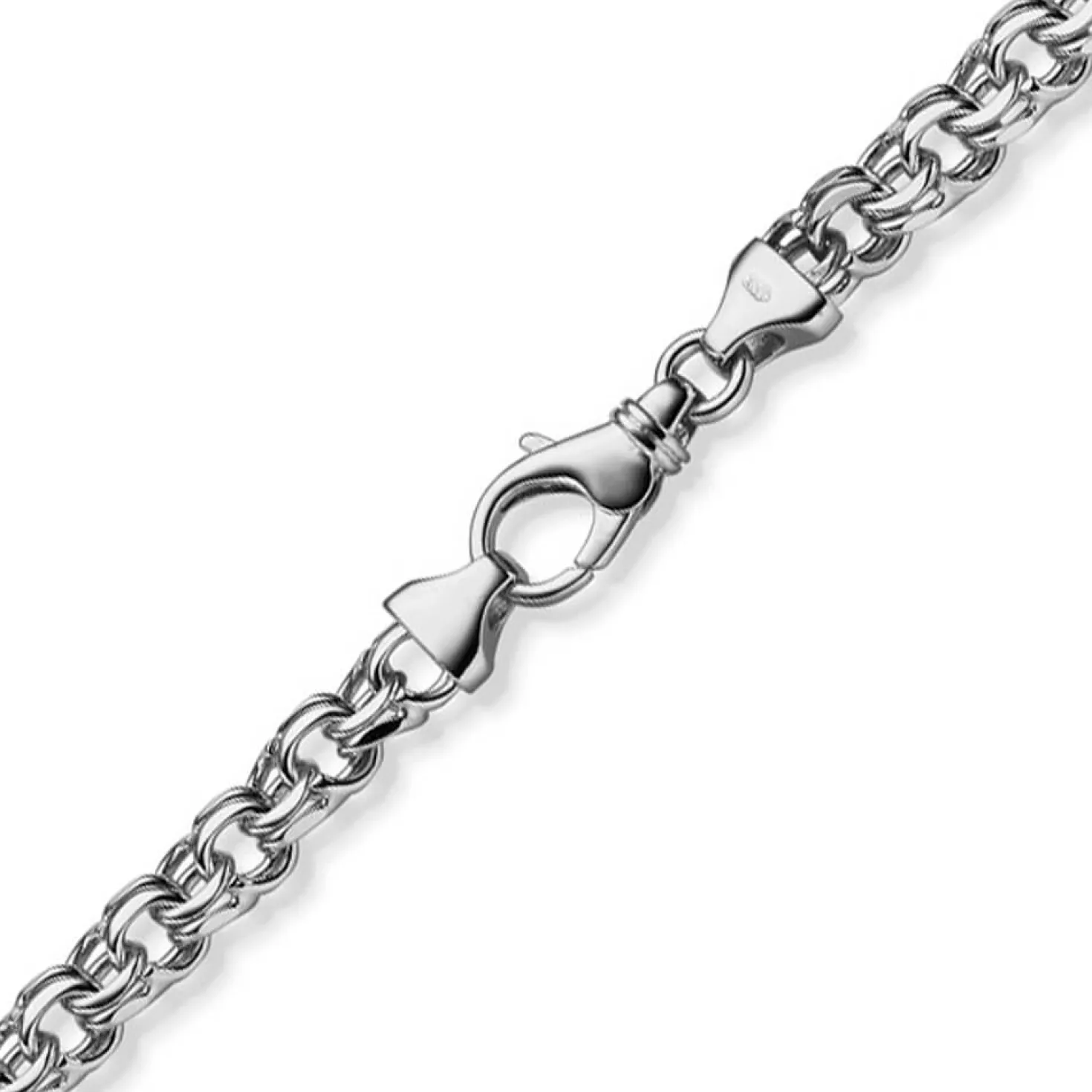 7mm Garibaldi Kette Halskette aus 585 Gold Weißgold massiv 60cm