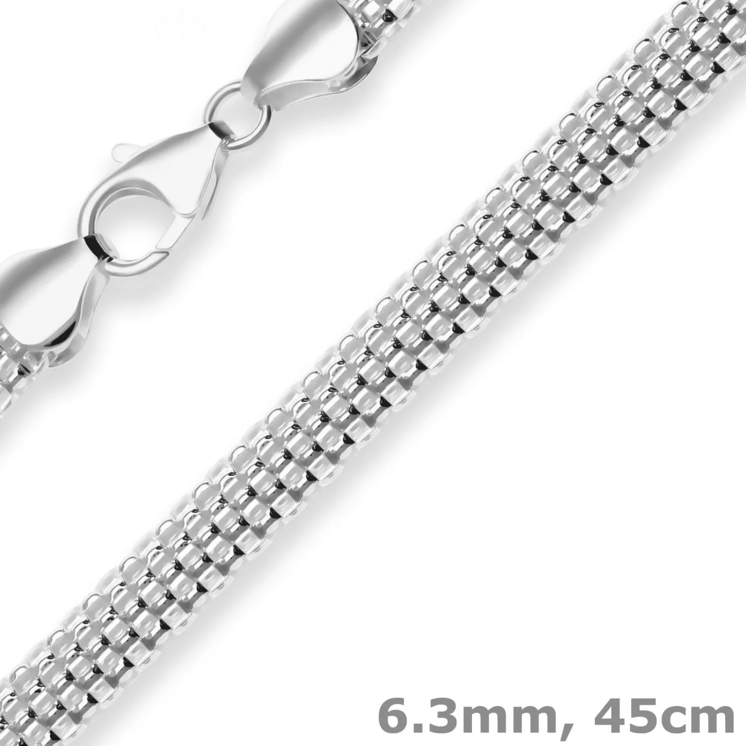 6,3mm Geflechte-Kette Silberkette Collier Halskette aus 925 Silber 45cm