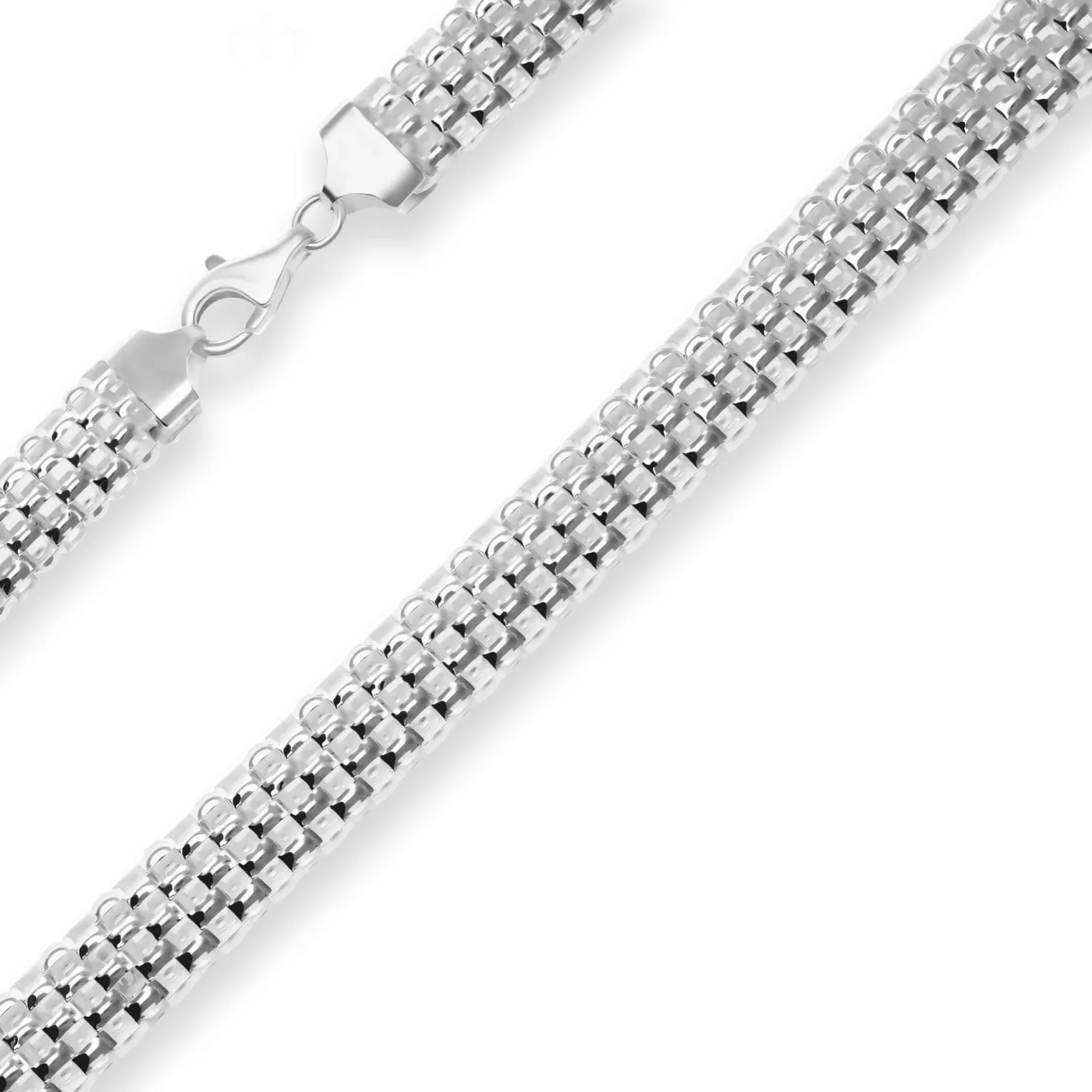 10mm Geflechte-Kette Silberkette Collier Halskette aus 925 Silber 45cm