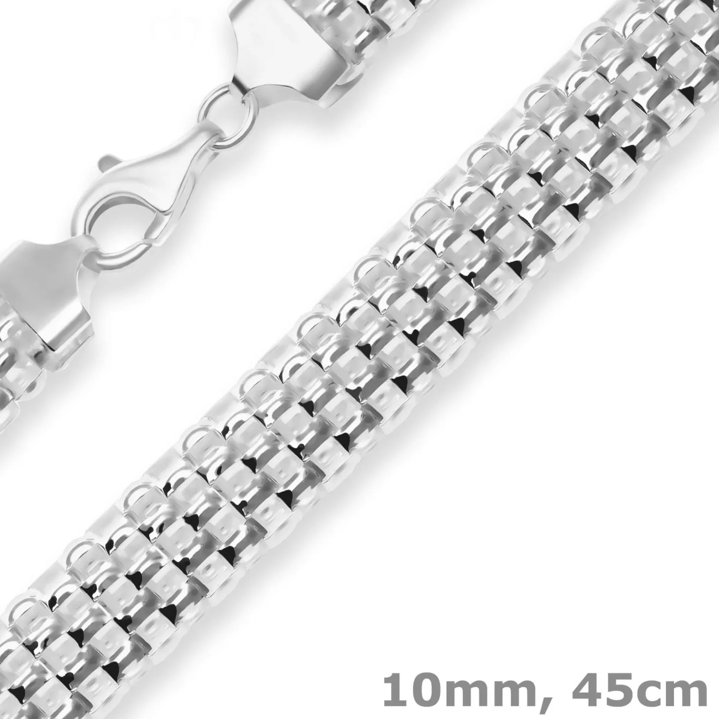 10mm Geflechte-Kette Silberkette Collier Halskette aus 925 Silber 45cm