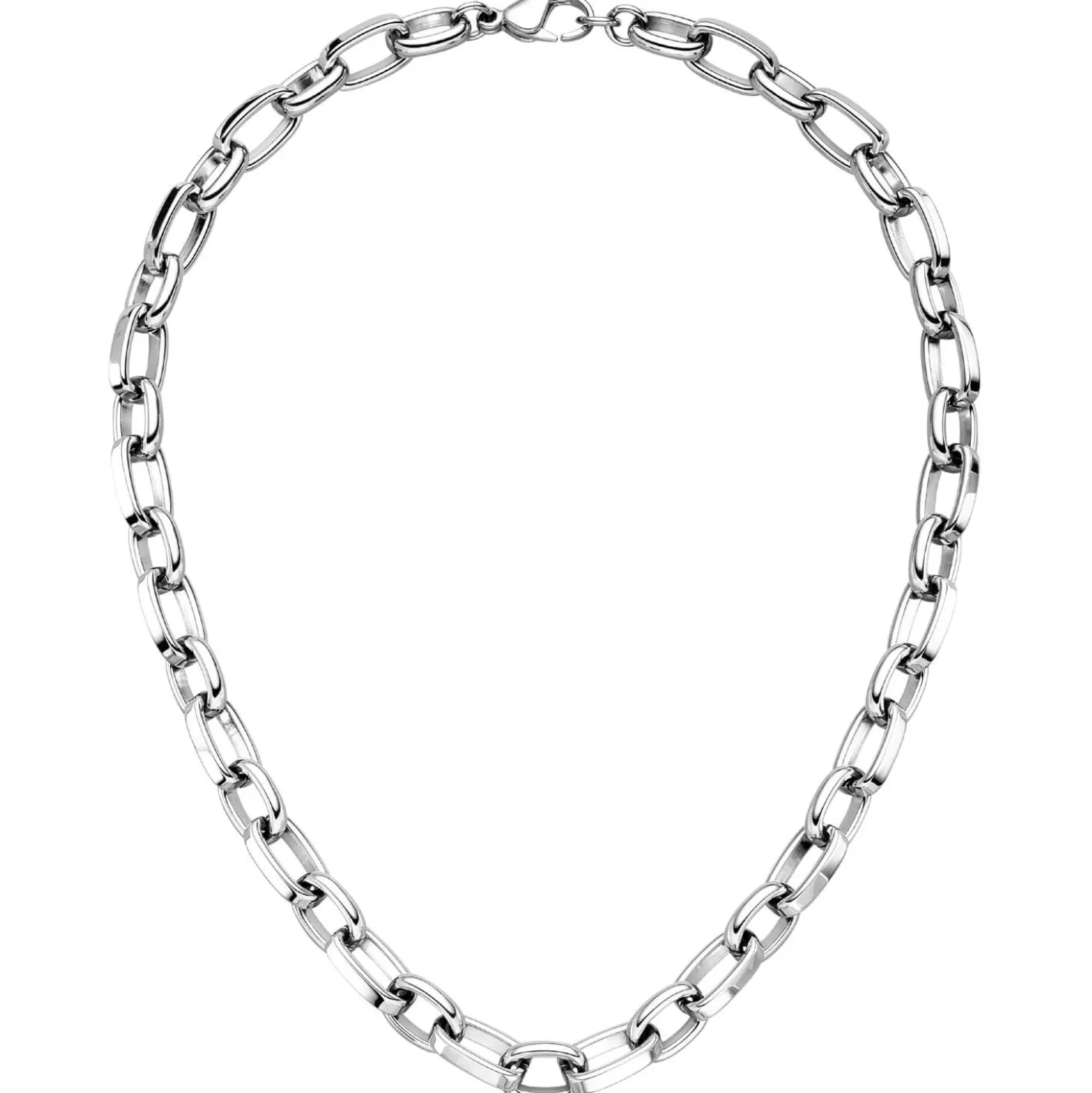 10,2mm Halskette Collier Erbs-Anker flach Kette aus Edelstahl glänzend 48cm