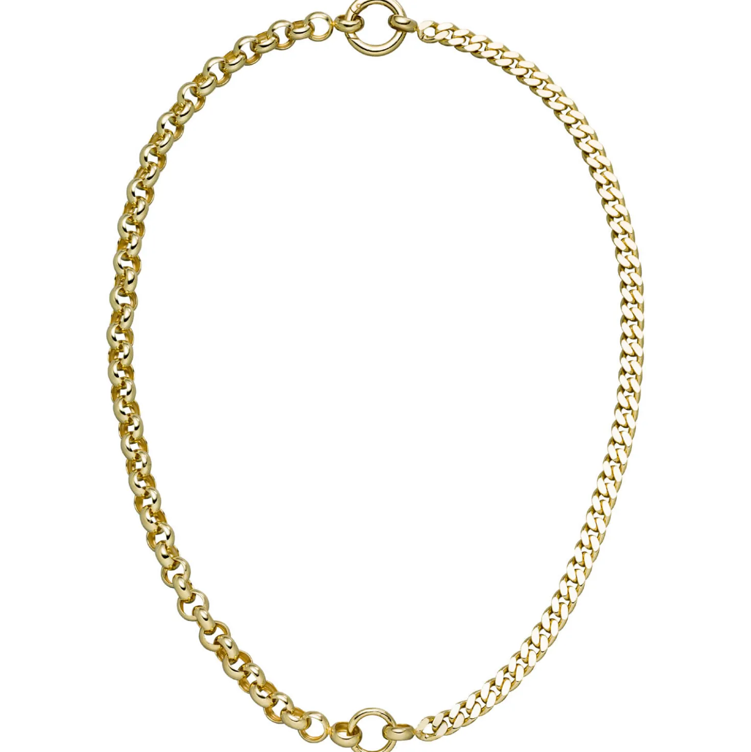 10,9mm Halskette Collier Erbskette & Panzerkette aus 925 Silber vergoldet 45cm
