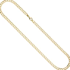 5,7mm Halskette Collier Panzerkette oval flach aus 333 Gold Gelbgold massiv 45cm