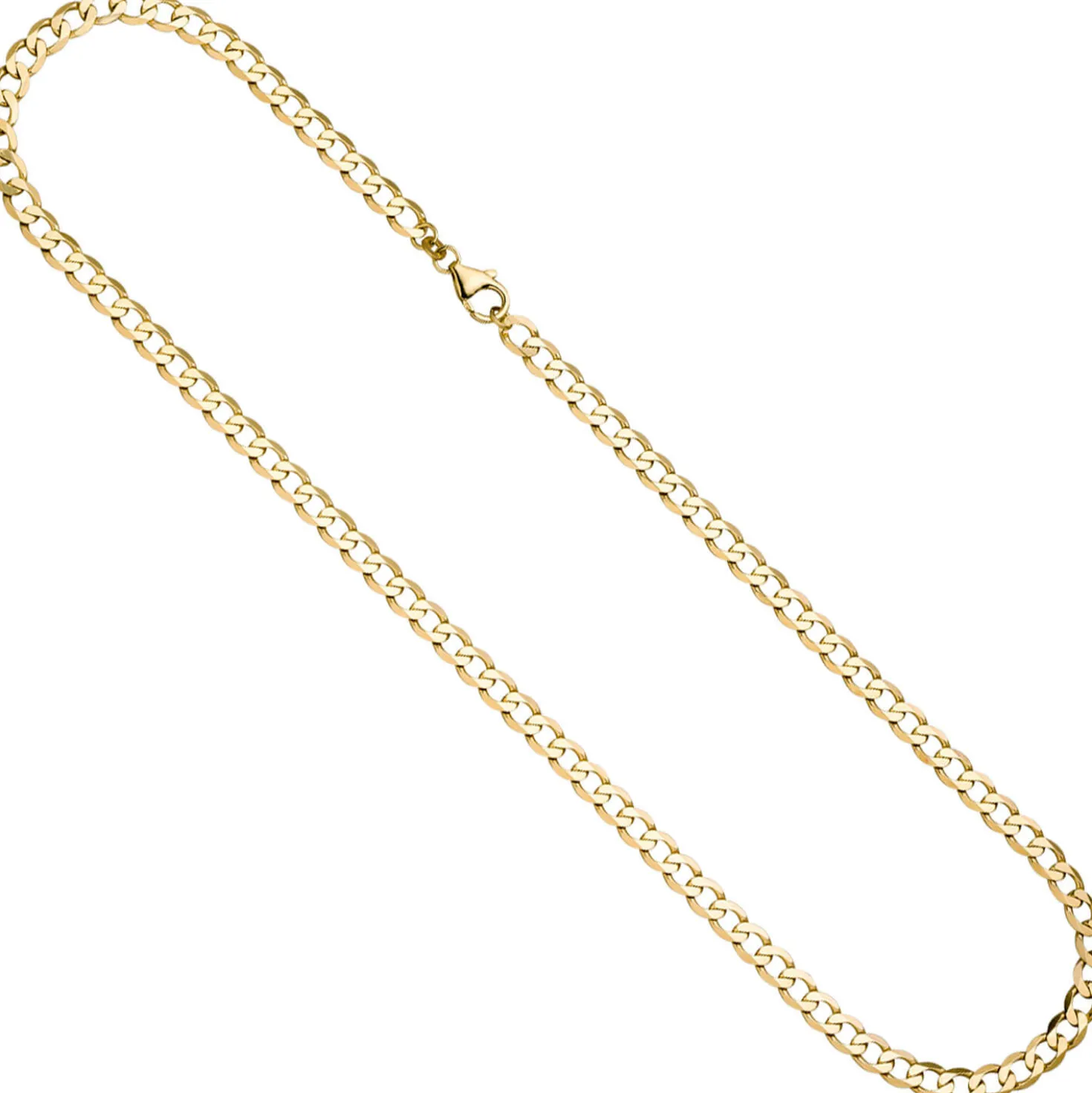 5,7mm Halskette Collier Panzerkette oval flach aus 333 Gold Gelbgold massiv 45cm