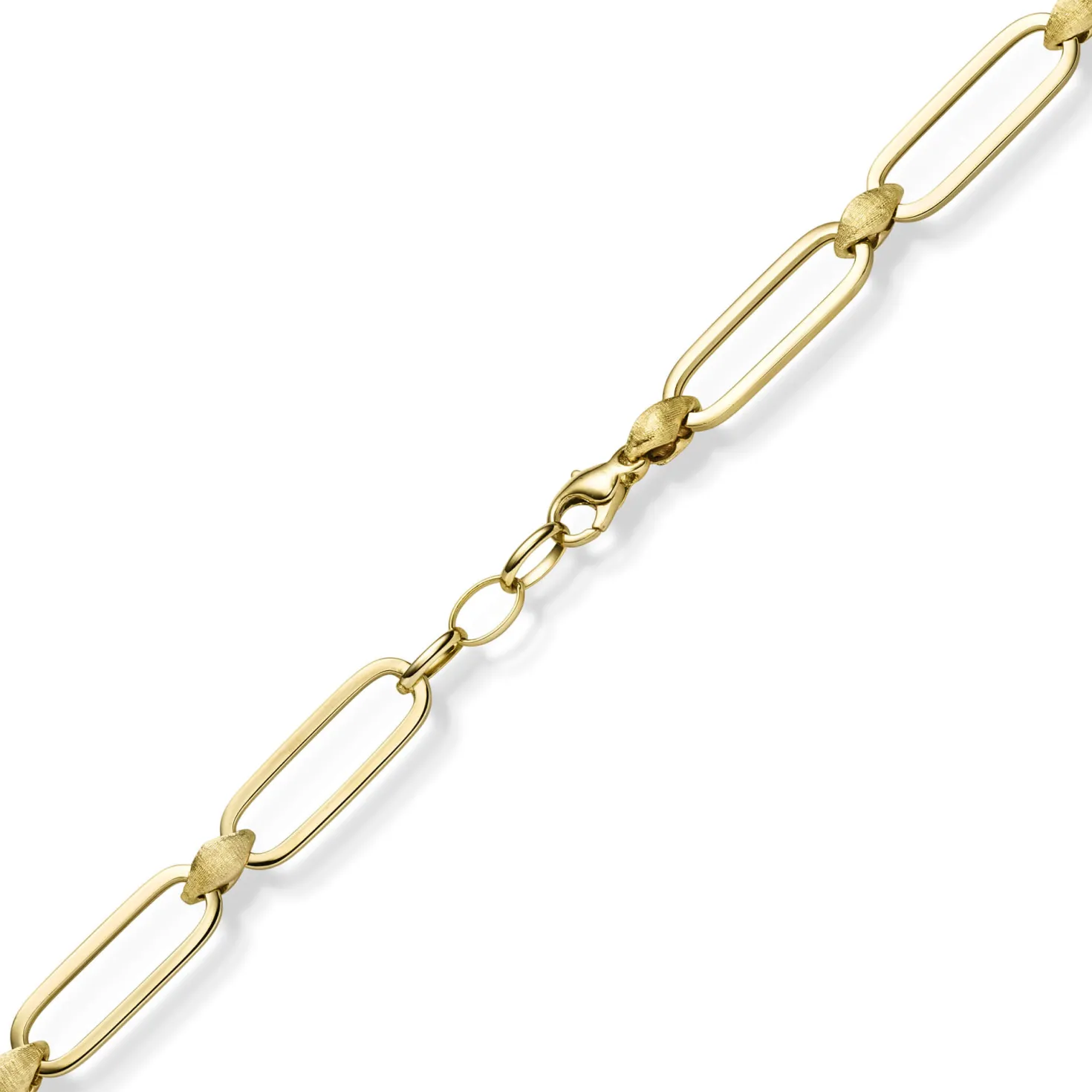9,5mm Halskette Collier Paper-Clip Kette aus 585 Gold Gelbgold teilmattiert 45cm