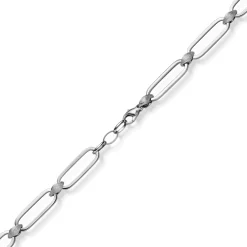 9,5mm Halskette Collier Paper-Clip Kette aus 585 Gold Weißgold teilmattiert 45cm
