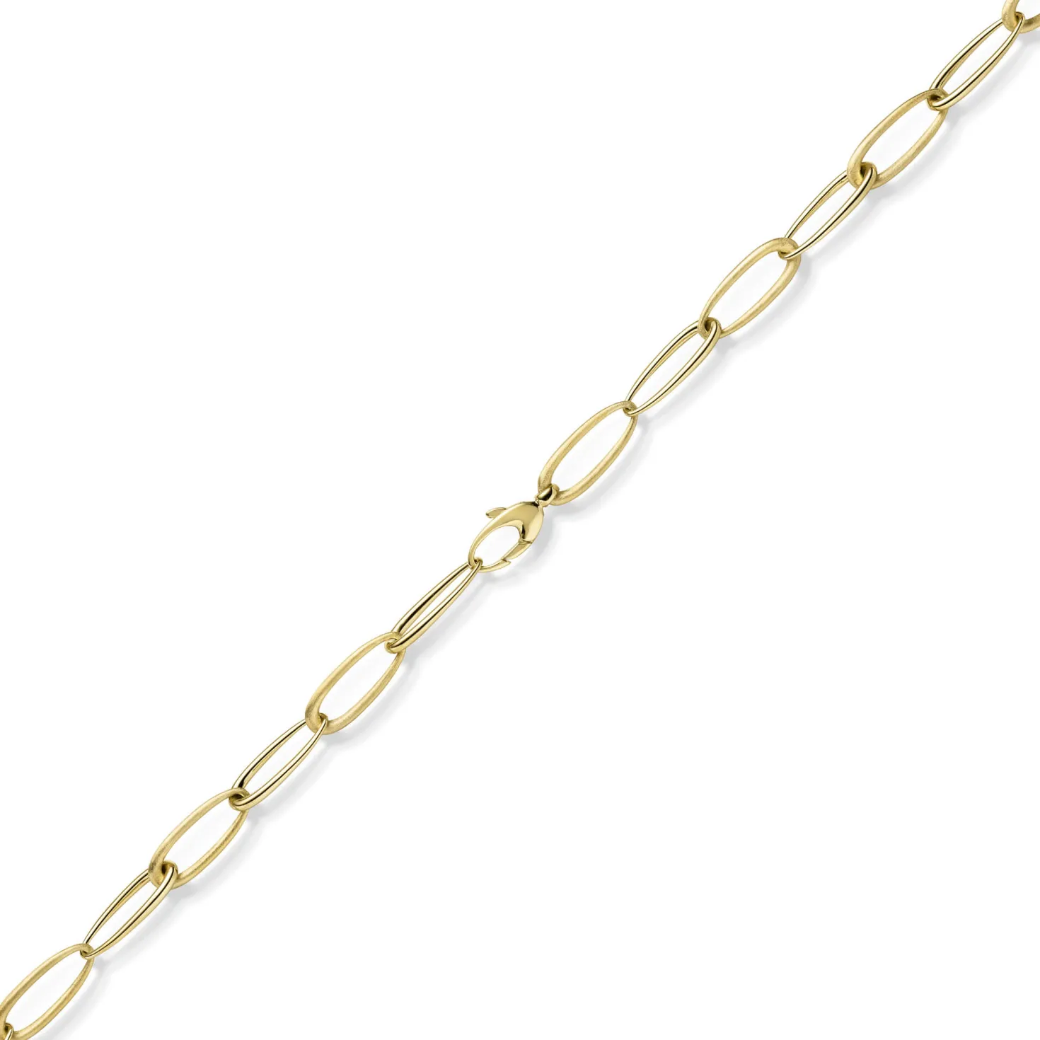 10mm Halskette Collier Phantasiekette aus 585 Gold Gelbgold matt/glänzned 50cm