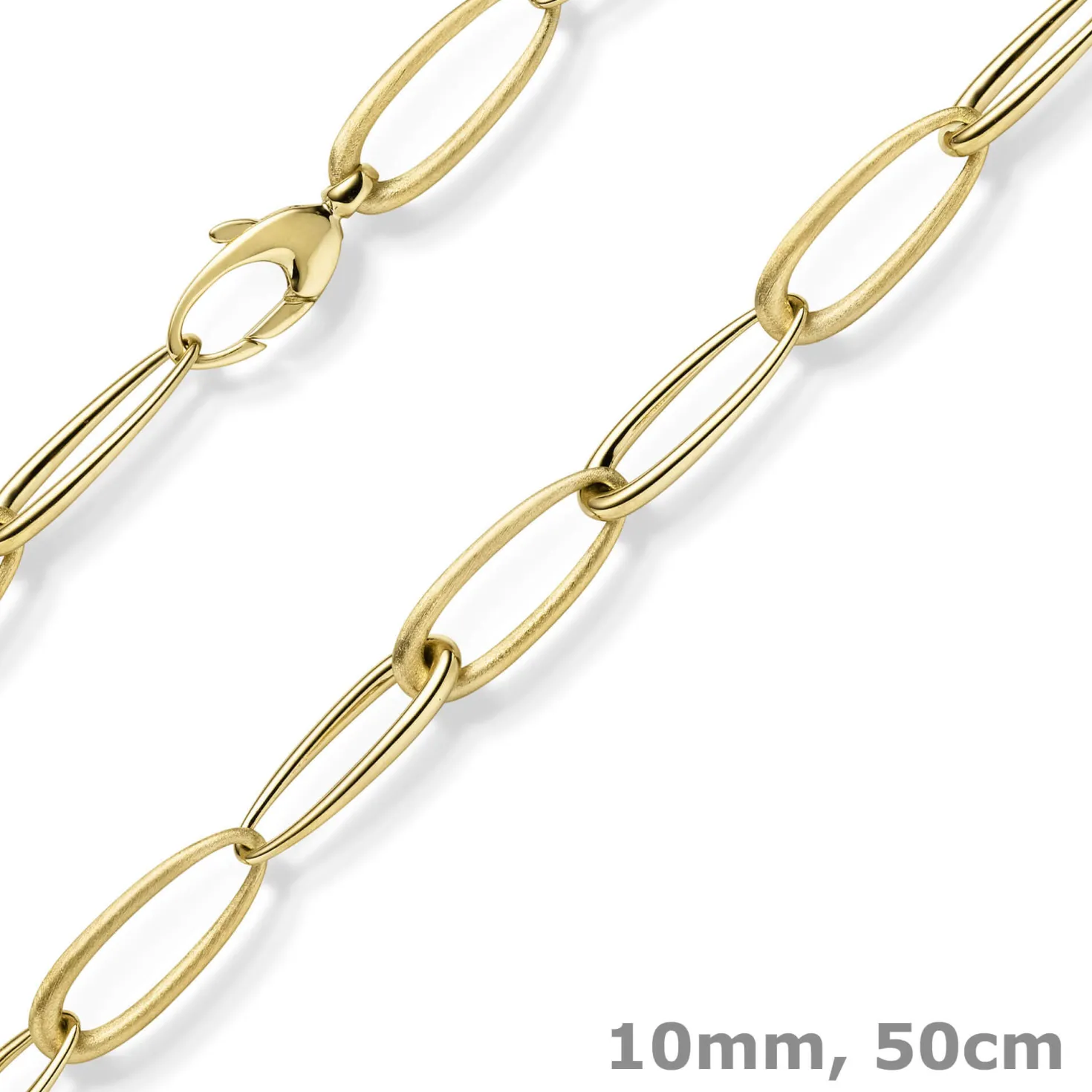 10mm Halskette Collier Phantasiekette aus 585 Gold Gelbgold matt/glänzned 50cm