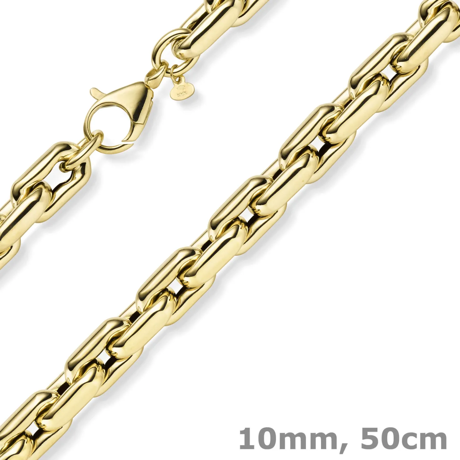 10mm Halskette Phantasiekette Weitanker-Kette aus 585 Gold Gelbgold 50cm