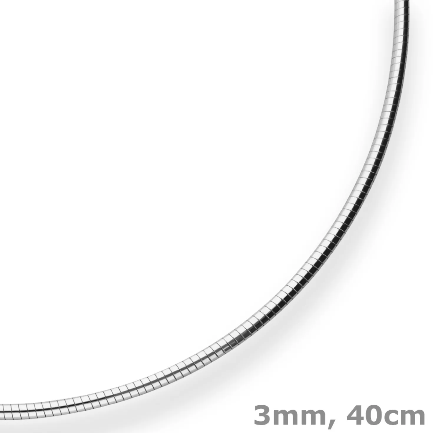 3mm Halsreif Halskette aus 925 Silber 40cm