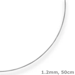 1,2mm Halsreif Halskette aus 925 Silber rhodiniert 50cm